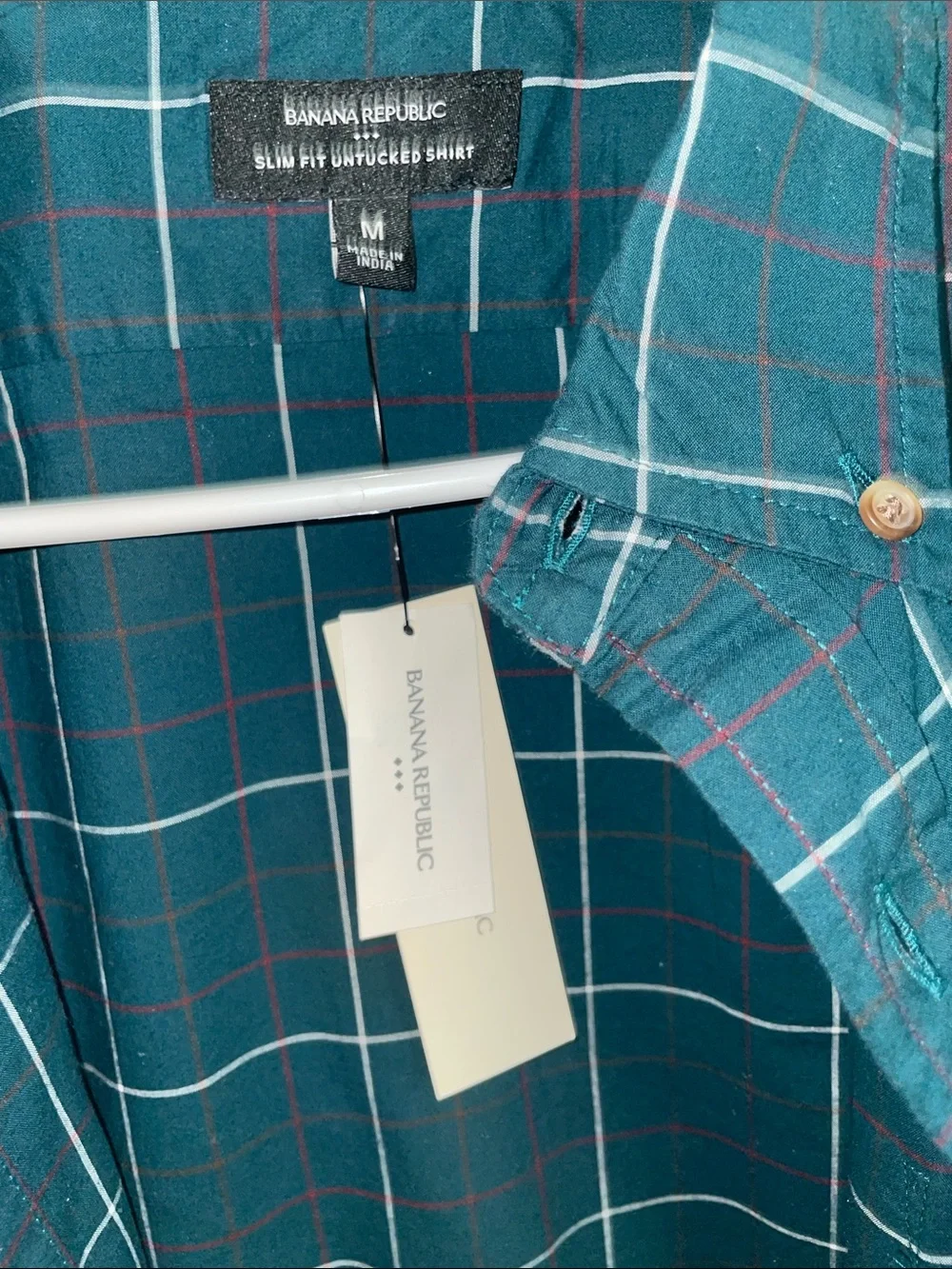 Banana Republic Teal Plaid Button-Up Shirt Jacket